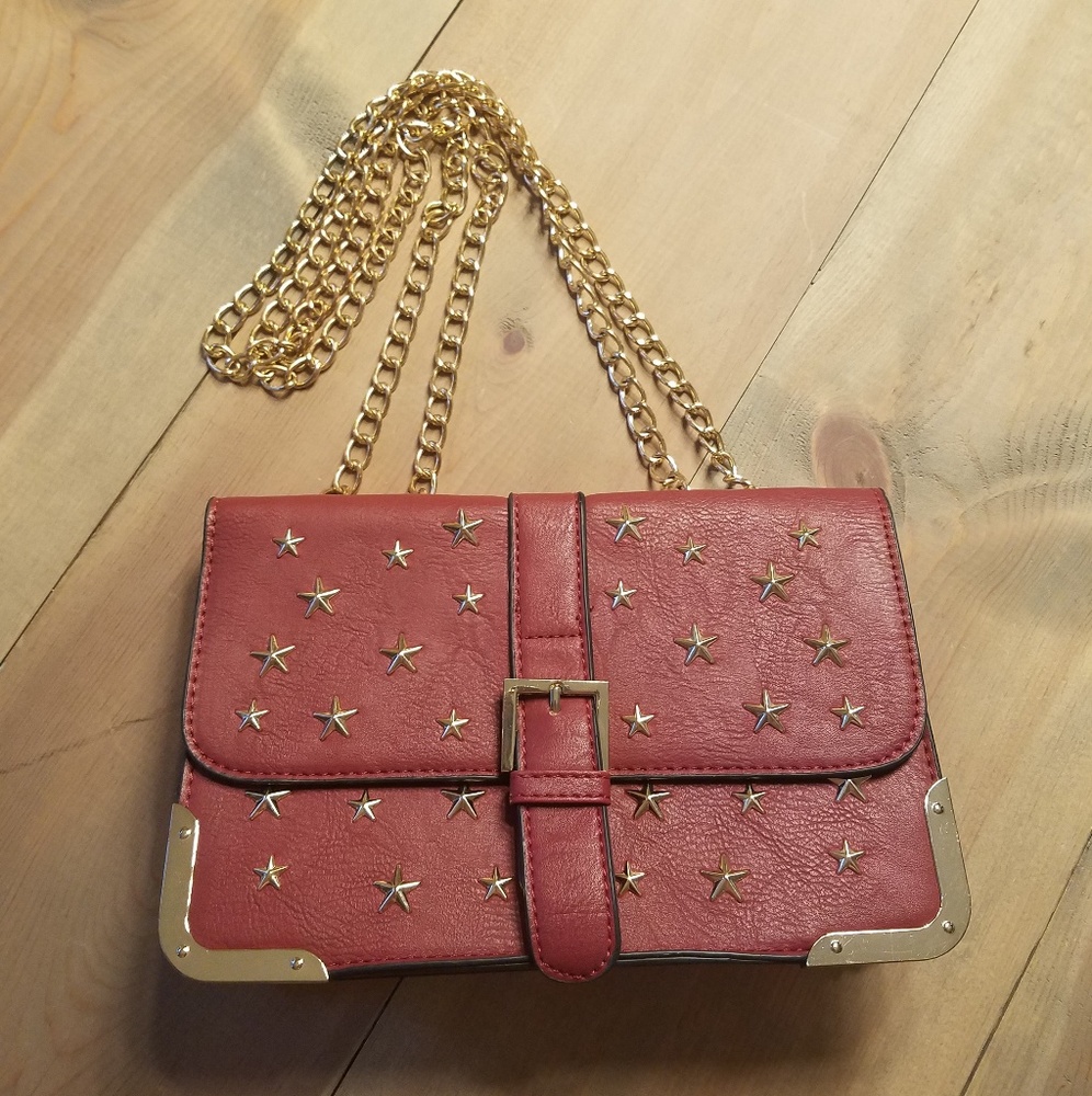 Burgundy Bag With Gold Stars